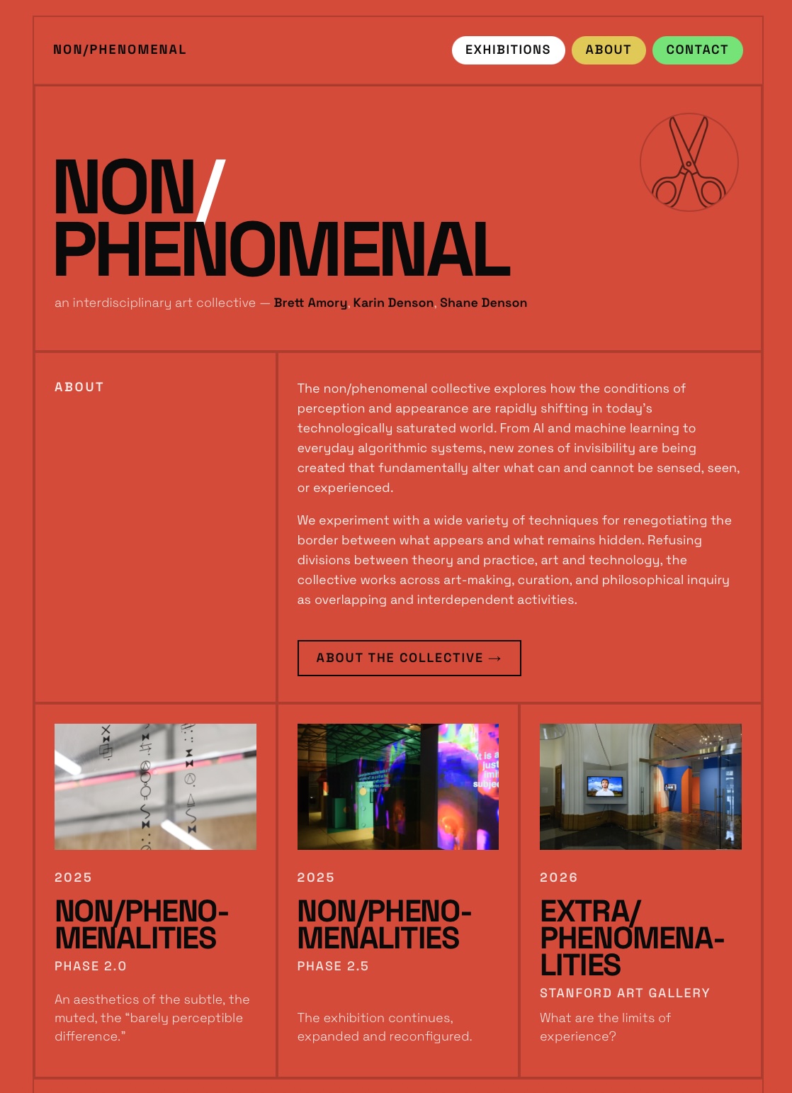 Non/Phenomenal collective website screenshot